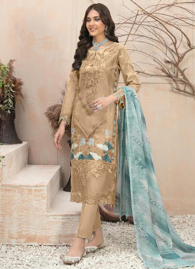 Organza Brown Festival Wear Embroidery Work Readymade Pakistani Suit